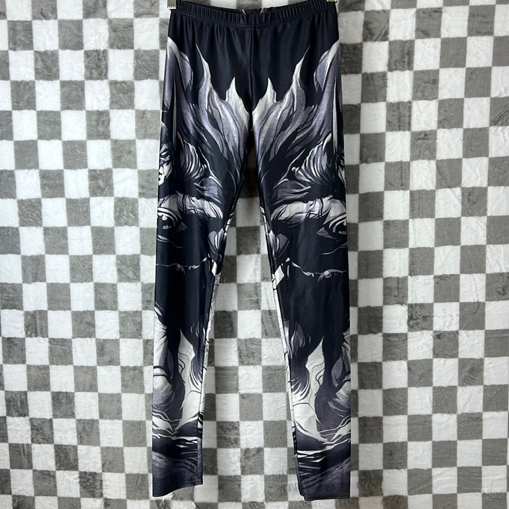 DC Comic Batman Gotham Leggings Black white workout gym XS 3